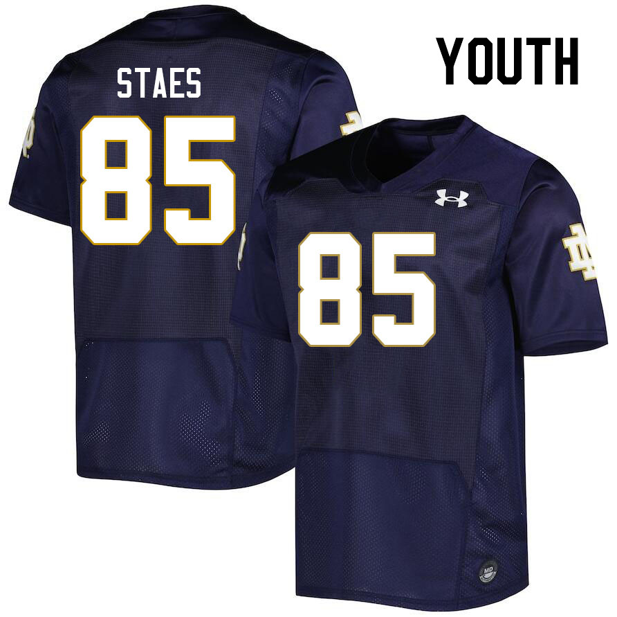 Youth #85 Holden Staes Notre Dame Fighting Irish College Football Jerseys Stitched-Navy - Click Image to Close